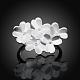 Classic Silver Plated Brass Frosted Flower Finger Rings for Lady RJEW-BB00741-8-2