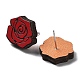 バレンタインデーのテーマをプリントした女性用ウッドスタッドピアス  316のステンレス鋼ピンで  花  15x16.5mm EJEW-B029-02-2