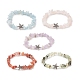 Bracelet extensible en alliage de perles de pierres précieuses mélangées naturelles et d'étoiles de mer pour femme BJEW-JB09233-1