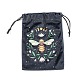 バタフライプリントベルベット収納袋  巾着袋タロットカード包装袋  長方形  ミディアムシーグリーン  17.9x13cm ABAG-M007-02B-1