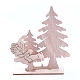 未染色のプラタナスの木の家のディスプレイの装飾  少年とクリスマスツリー  バリーウッド  136.5x42.5x149mm  3個/セット DJEW-F006-01-1