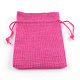 ポリエステル模造黄麻布包装袋巾着袋  濃いピンク  9x7cm X-ABAG-R005-9x7-08-1