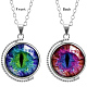 Double-sided Picture Glass Rotatable Pendant Necklaces NJEW-F200-35P-1
