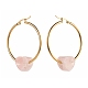 Coeur naturel perles de quartz rose boucles d'oreilles pour fille femmes EJEW-JE04638-01-4