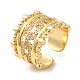 Rack Plating Real 18K Gold Plated Brass Hollow Oval Open Cuff Rings RJEW-B048-10G-1