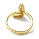 Стойка покрытие буква латунь микро паве прозрачный кубический цирконий регулируемые кольца для женщин KK-S391-03G-L-3