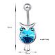 Piercing Jewelry Real Platinum Plated Brass Cubic Zirconia Owl Navel Ring Navel Ring Belly Rings AJEW-EE0001-33C-4