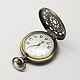 Vintage flache runde Zink-Legierung Quarzuhr Köpfe für Taschenuhr Halskette Herstellung WACH-R005-M01-4
