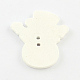 祝日モチーフボタン  2ホールクリスマス雪だるまは、木製の縫製ボタンを印刷します  雪  35x31x2mm  穴：2mm BUTT-Q034-10-2