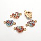 Light Gold Plated Heart Alloy Rhinestone Multi-Stone Links Connectors RB-J375-37G-1