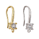 4 Pair 2 Style Brass Micro Pave Clear Cubic Zirconia Earring Hooks ZIRC-ZZ0001-03-1