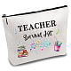 教師の日ポリコットンカスタムキャンバス収納袋  金属のジッパーの袋  模様の長方形  言葉  18x25cm ABAG-WH0029-071-1
