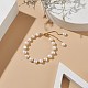 Braccialetto scorrevole con perline rotonde in perle naturali colorate e ottone BJEW-JB09008-04-2