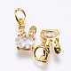 Brass Micro Pave Cubic Zirconia Bunny Charms RB-I077-19G-RS-2