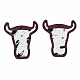 環境に優しい牛革レザーのビッグペンダント  染色木材  牛の頭  乳白色  55x50x3mm  穴：2.5mm FIND-N049-12-03-3
