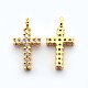 Brass Micro Pave Cubic Zirconia Latin Cross Pendants ZIRC-N009-32G-1