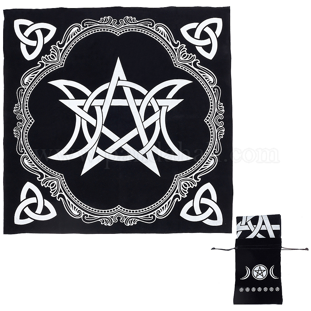 Shop Craspire Altar Cloth Black Triple Moon Pentagram Tarot Cloth With