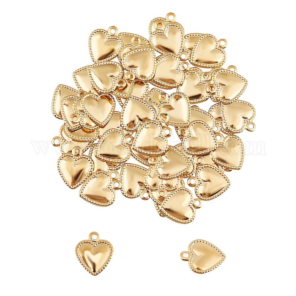 Shop UNICRAFTALE about 100pcs Golden Puffy Heart Charms 304 Stainless