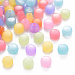 Perles en acrylique transparente, teinte, plat rond, couleur mixte, 8.5x5.5mm, Trou: 2.5mm