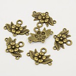 Tibetan Style Chandelier Component Links, Lead Free and Cadmium Free, Flower, Antique Bronze Color, 32x23x3mm, Hole: 2mm