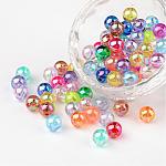 Perles en acrylique transparente, ronde, couleur ab , couleur mixte, 8mm, Trou: 1.5mm