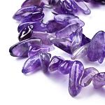 Natural Amethyst Chips Beads Strands, 12~22x5~7mm, Hole: 1mm, about 95~100pcs/strand, 16 inch