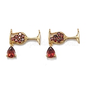 Кулоны из латуни с микропейвом и красным кубическим цирконием ZIRC-P086-28G