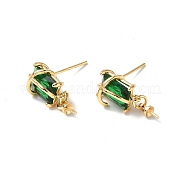 Серьги-гвоздики из латуни со стеклянными стразами KK-B063-14G