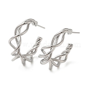 Brass Wire Twist Stud Earrings EJEW-C070-02P