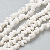 Natural Sea Shell Beads Strands, Dyed, Square Heishi Beads, White,  1~3.5x4.5~10x4.5~10mm, Hole: 0.5mm, 16.1 inch~16.9 inch