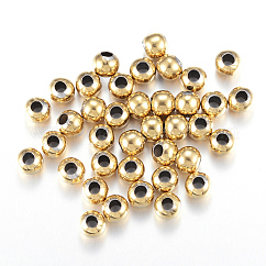 Billes rondes creuses en acier inoxydable 304 avec placage ionique (IP), véritable 18k plaqué or, 4mm, Trou: 1.5mm