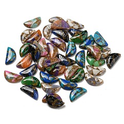 Nachahmung Jade Glas Cabochons, Halbrund, Mischfarbe, 7x14x2.5 mm