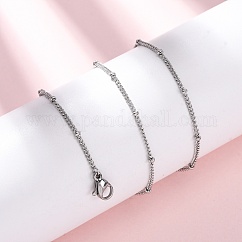 Collares de cadena satélite de acero inoxidable 304 de 2 mm, No se empaña, color acero inoxidable, 17.32 pulgada (44 cm)