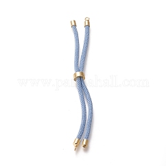 Fabricación de pulsera de hilo trenzado de nylon, fabricación de pulsera deslizante, con fornituras de latón, dorado, luz azul cielo, 8.66~9.06 pulgada (22~23 cm), agujero: 2.8 mm, longitud de una sola cadena: aproximadamente 4.33~4.53 pulgada (11~11.5 cm)