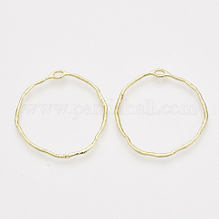 Aleación abierta bisel trasero colgantes, para diy resina uv, resina epoxica, Joyas de flores prensadas, anillo, la luz de oro, 34.5~35x34.5x1.5mm, agujero: 2.5x1 mm
