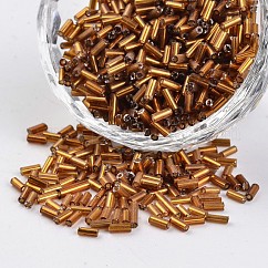 Cuentas de corneta de vidrio de agujero redondo forrado de plata, Perú, 3~5x1.8~2mm, agujero: 0.8 mm, aproximamente 12000 unidades / 450 g