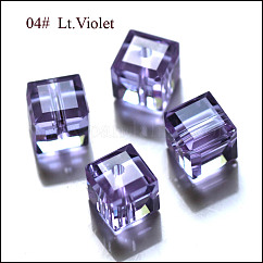 K9ガラス  模造オーストリアクリスタルビーズ  グレードAAA  多面カット  キューブ  ライラック  5~5.5x5~5.5x5~5.5mm（誤差範囲0.5~1mm以内のサイズ）  穴：0.7~0.9mm