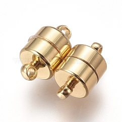 Chiusure magnetiche in ottone con passanti, placcato di lunga durata, colonna, oro, 11.8x6mm, Foro: 2 mm