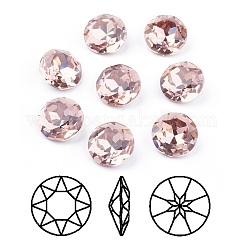 Dos et dos pointés cabochons en verre strass k9, Grade a, facette, plat rond, vintage rose, 10x5mm