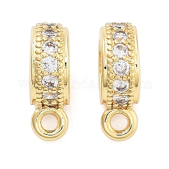 Rack placage laiton micro pavé zircone cubique bails, cautions en boucle, Plaqué longue durée, sans plomb et sans cadmium, anneau, véritable 18k plaqué or, 10x7x3mm, Trou: 1.4mm, diamètre intérieur: 4 mm