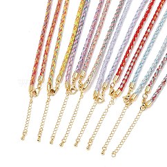 Fabricación de collares con cordón de algodón y nailon redondo de 3.5 mm, Con accesorios de latón y cierres de pinza de langosta de acero inoxidable 202., dorado, color mezclado, 17.72 pulgada (45 cm)