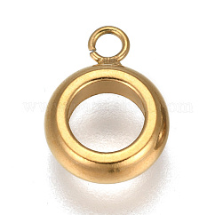 Fianzas de tubo de acero inoxidable 304, fianzas de bucle, abalorios de fianza, anillo, dorado, 12~13x9x4mm, agujero: 1.8~3.8 mm, diámetro interior: 5 mm