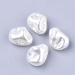 300 Pcs White ABS Faux Pearl Beads Creamy White Big Hole Plastic