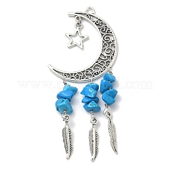 10 шт. 5-х цветный сплав в тибетском стиле с большими подвесками из смешанной каменной крошки&nbsp;PALLOY-CJ00159