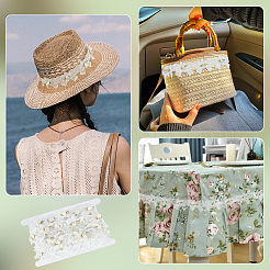 5 ярд полиэфирной кружевной отделки с вышивкой OCOR-FG0002-43