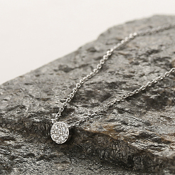 S925 стерлинговое серебро микропаве прозрачные кубические цирконии круглые подвески ожерелья и браслеты и серьги наборы для женщин SA9536-4