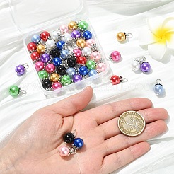 50 шт. подвески из круглых бусин из двухцветного стекла и жемчуга&nbsp;PALLOY-YW00151