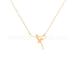 Collane con ciondolo da ballerina in acciaio inossidabile 304 per donna&nbsp;WG95A38-01
