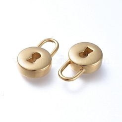 イオンプレーティング（IP）304ステンレスペンダント  ロック  ゴールドカラー  19x12x5mm  穴：4.5x5.5mm&nbsp;STAS-F242-01-G