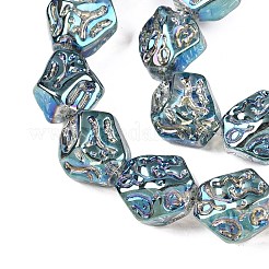 電気メッキガラスビーズセット  ナゲット  士官候補生ブルー  13.5~14x13~13.5x10mm  穴：1mm  約45個/連  24.21インチ（61.5cm）&nbsp;EGLA-N012-08T